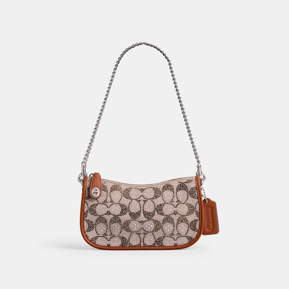 Coach Swinger Bag 20 With Chain In Crystal Signature Jacquard